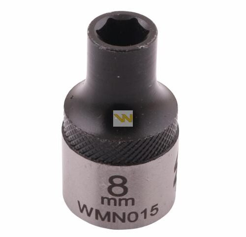Nasadka sześciokątna 1/2". 8 mm. CrV50BV30. DIN 3124. Waryński
