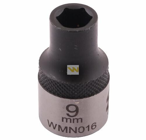 Nasadka sześciokątna 1/2". 9 mm. CrV50BV30. DIN 3124. Waryński