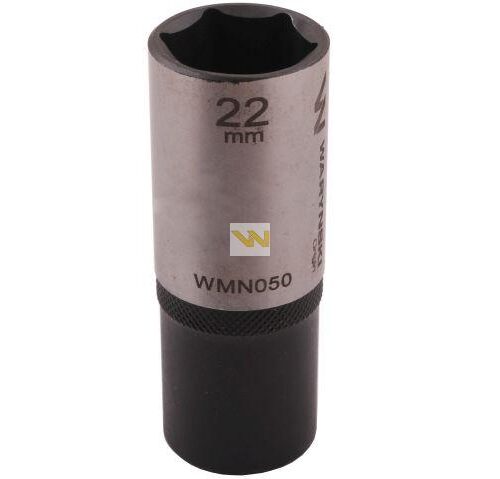 Nasadka sześciokątna 1/2". 22 mm. długa. CrV50BV30. DIN 3124. Waryński