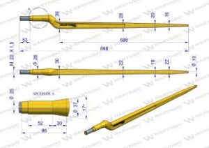 Ząb ładowacza uniwersalny 880 mm TUR WARYŃSKI 5193-FT88N