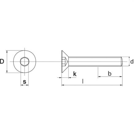 Śruba imbusowa stożkowa M10 x 20 mm DIN 7991 kl. 8.8 – ocynkowana - obrazek 2