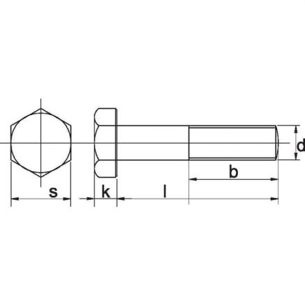 Śruba sześciokątna półgwintowa DIN 960 – M12 x 60 mm, stal ocynkowana, klasa 10.9 - obrazek 2