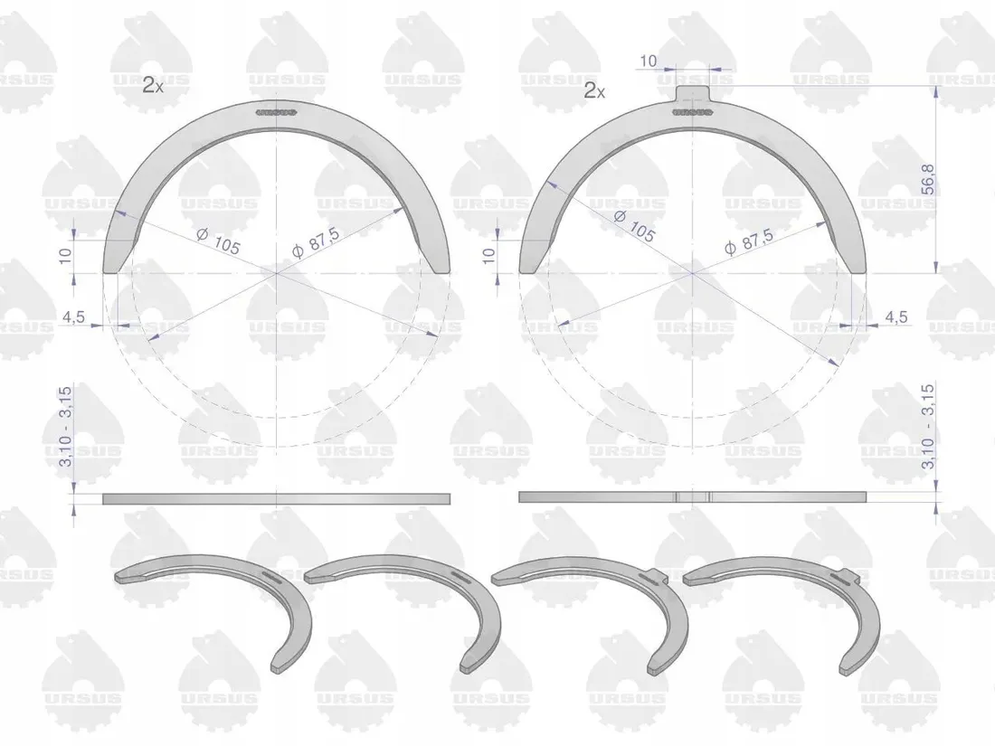 Komplet półpierścieni N-0.40 (II szlif) 42013991 C-330 ORYGINAŁ URSUS - obrazek 2