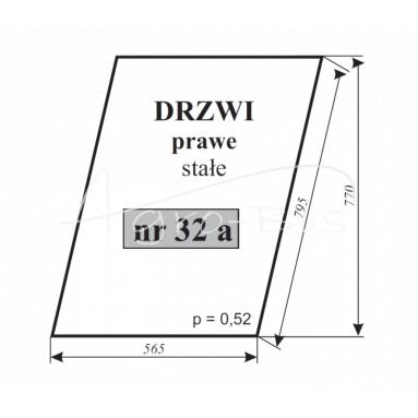 Szyba drzwi prawe stałe kabina nr 32a