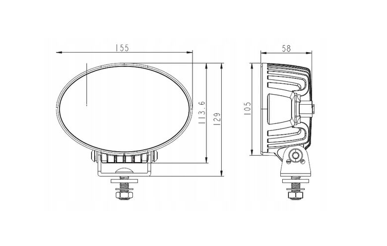 Lampa robocza + lampa ostrzegawcza pomarańczowa LED, owalna 36W 3500lm 12-24V 155x105x58